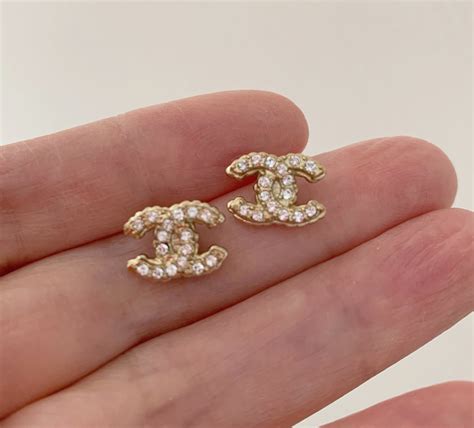 chanel diamond gold stud earrings|chanel earrings real gold.